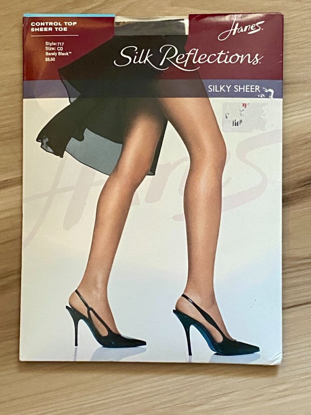 Hanes Silk Reflections Control Top Sheer Toe Pantyhose CD Black Style 717